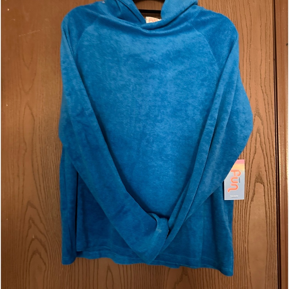 Fun terry hoodie in size large